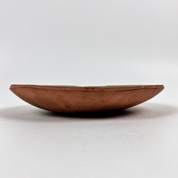 Dorothy Long Pottery Redware Plate 1984 Green Glaze Folk Art Bird Sgraffiti - Picture 5 of 8